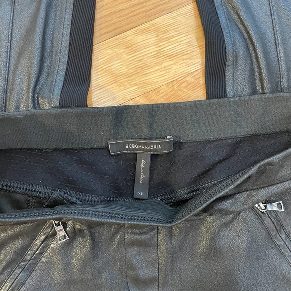 BCBGMaxAzria Faux Leather Contrast Panel Leggings - Picture 3 of 9